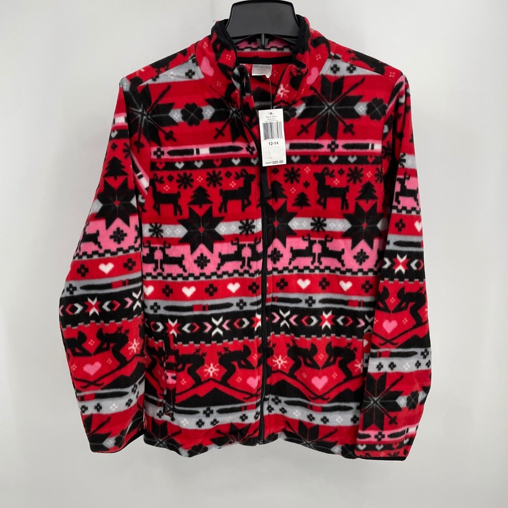 Vera Bradley NWT Soft Fleece Jacket Fair Isle Reindeer Snowflakes Zip Size L‎